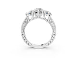 White gold Three-Stone Marquise Diamond Milgrain Pave Band with Prong Setting 3