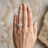 White gold Three-Stone Marquise Diamond Milgrain Pave Band with Prong Setting_12
