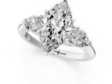 White gold Three-Stone Marquise Diamond Ring with Pear Side Stones in Four-Prong Setting_124