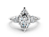 White gold Three-Stone Marquise Diamond Ring with Pear Side Stones in Four-Prong Setting_126