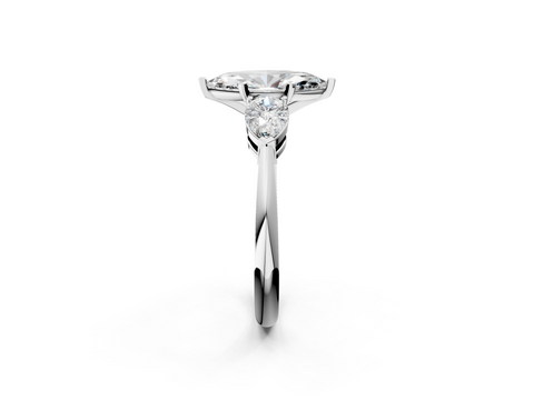 White gold Three-Stone Marquise Diamond Ring with Pear Side Stones in Four-Prong Setting_128