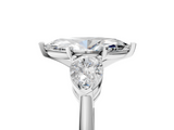 White gold Three-Stone Marquise Diamond Ring with Pear Side Stones in Four-Prong Setting_131