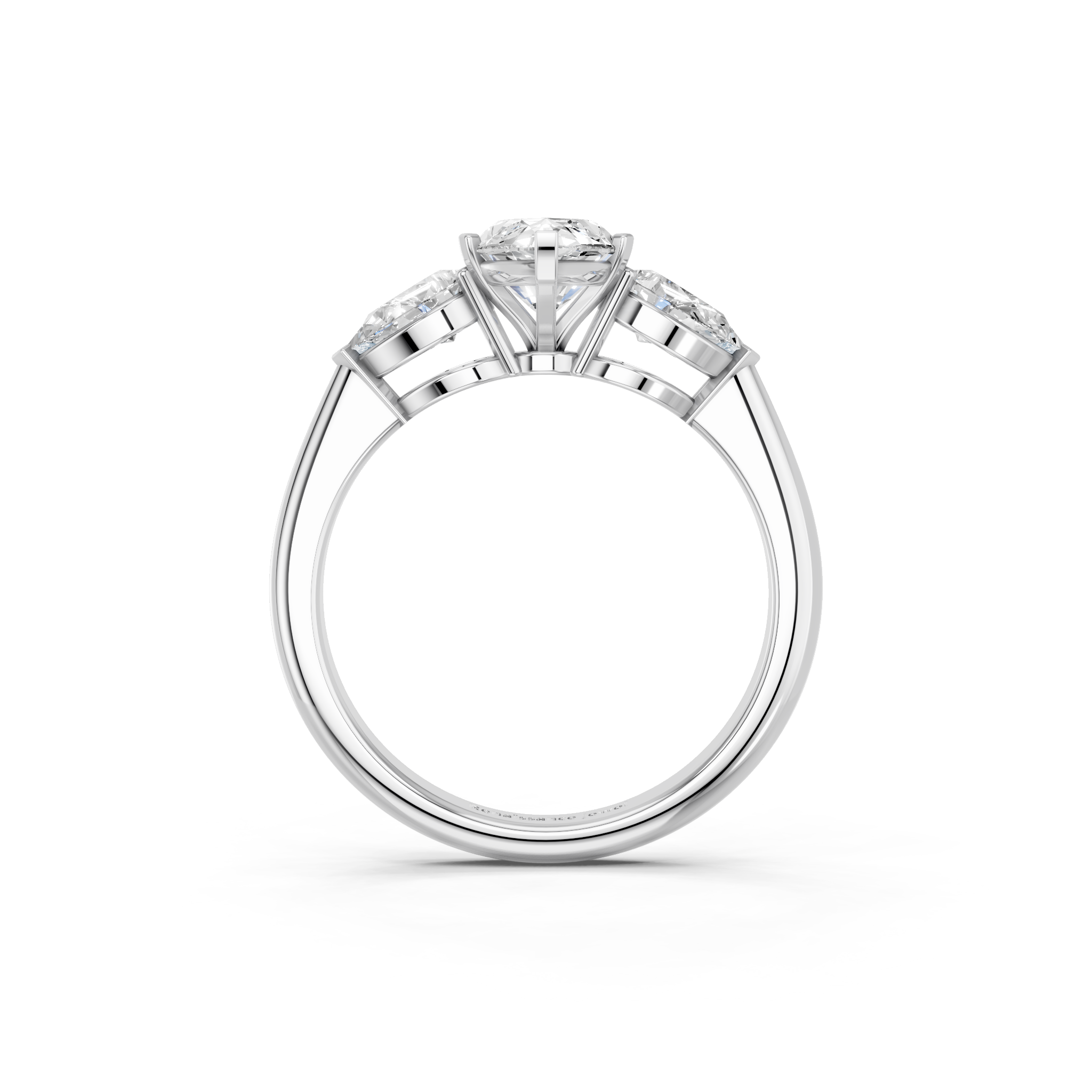 White gold Three-Stone Marquise Diamond Ring with Pear Side Stones in Four-Prong Setting_33