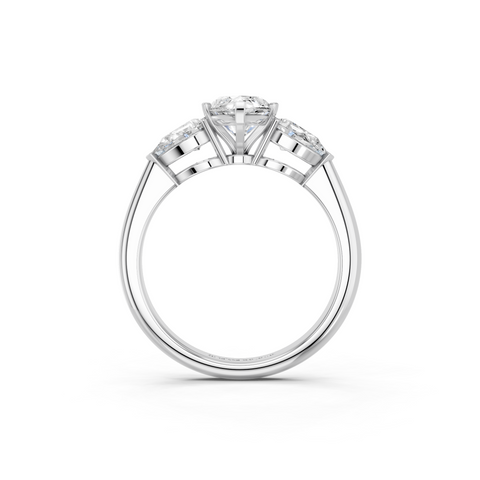 White gold Three-Stone Marquise Diamond Ring with Pear Side Stones in Four-Prong Setting_33
