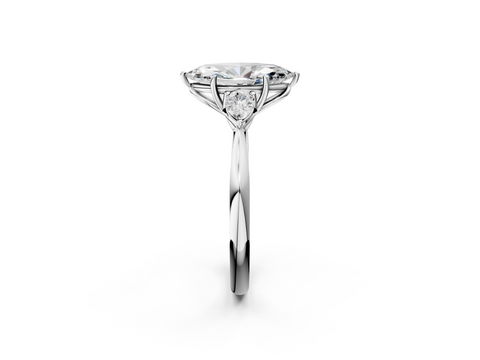 White gold Three-Stone Marquise Diamond Solitaire Ring with Pear Side Stones and Four-Prong Setting_47