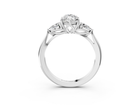 White gold Three-Stone Marquise Diamond Solitaire Ring with Pear Side Stones and Four-Prong Setting_48