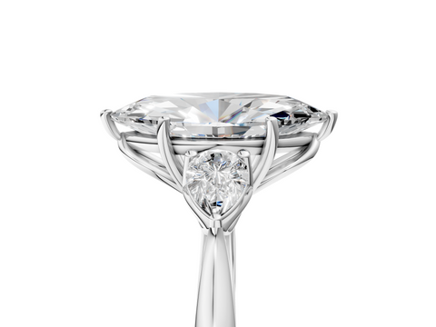 White gold Three-Stone Marquise Diamond Solitaire Ring with Pear Side Stones and Four-Prong Setting_50