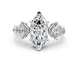 White gold Three-Stone Marquise and Princess Cut Diamond Ring with Channel Band and Four-Prong Setting_16