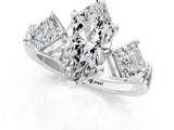 White gold Three-Stone Marquise and Princess Cut Diamond Ring with Channel Band and Four-Prong Setting_17
