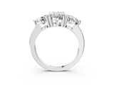 White gold Three-Stone Oval Brilliant Cut Solitaire Ring with Prong Setting on a Classic Band 4