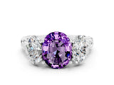 White gold Three-Stone Oval Cut Amethyst Braided Band Ring with Four-Prong Setting_12