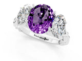 White gold Three-Stone Oval Cut Amethyst Braided Band Ring with Four-Prong Setting_13