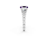 White gold Three-Stone Oval Cut Amethyst Braided Band Ring with Four-Prong Setting_14