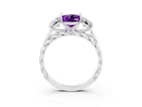 White gold Three-Stone Oval Cut Amethyst Braided Band Ring with Four-Prong Setting_15