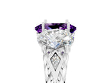 White gold Three-Stone Oval Cut Amethyst Braided Band Ring with Four-Prong Setting_17