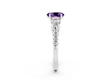 White gold Three-Stone Oval Cut Amethyst Pavé Band with Four-Prong Setting_2