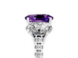 White gold Three-Stone Oval Cut Amethyst Ring with Pavé Band and Prong Setting_17