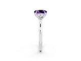 White gold Three-Stone Oval Cut Amethyst Ring with Pear  Side Stones in Four-Prong Setting_14