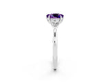 White gold Three-Stone Oval Cut Amethyst Ring with Pear  Side Stones in Four-Prong Setting_50