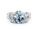 White gold Three-Stone Oval Cut Aquamarine Braided Band Ring with Four-Prong Setting_12