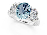 White gold Three-Stone Oval Cut Aquamarine Braided Band Ring with Four-Prong Setting_13