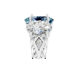 White gold Three-Stone Oval Cut Aquamarine Braided Band Ring with Four-Prong Setting_17