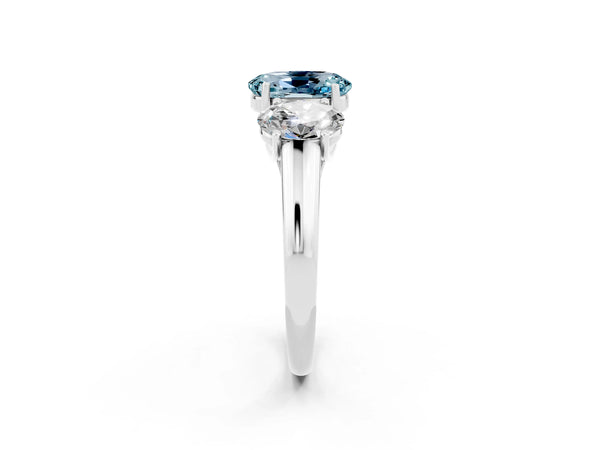 White gold Three-Stone Oval Cut Aquamarine Engagement Ring with Prong Setting