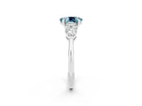 White gold Three-Stone Oval Cut Aquamarine Ring with Pear Side Stones and Four-Prong Setting_2