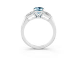White gold Three-Stone Oval Cut Aquamarine Ring with Pear Side Stones and Four-Prong Setting_3