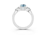White gold Three-Stone Oval Cut Aquamarine Ring with Pear  Side Stones in Four-Prong Setting_15