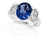 White gold Three-Stone Oval Cut Blue Sapphire Braided Band Ring with Four-Prong Setting_13