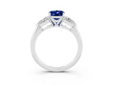 White gold Three-Stone Oval Cut Blue Sapphire Ring with Pear Side Stones and Four-Prong Setting_3