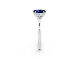 White gold Three-Stone Oval Cut Blue Sapphire Ring with Pear  Side Stones in Four-Prong Setting_14