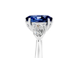 White gold Three-Stone Oval Cut Blue Sapphire Ring with Pear  Side Stones in Four-Prong Setting_17