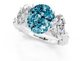White gold Three-Stone Oval Cut Blue Topaz Braided Band Ring with Four-Prong Setting_13