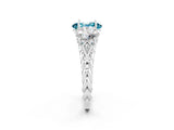 White gold Three-Stone Oval Cut Blue Topaz Braided Band Ring with Four-Prong Setting_14