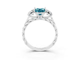White gold Three-Stone Oval Cut Blue Topaz Braided Band Ring with Four-Prong Setting_15