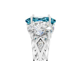 White gold Three-Stone Oval Cut Blue Topaz Braided Band Ring with Four-Prong Setting_17
