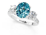 White gold Three-Stone Oval Cut Blue Topaz Pavé Band with Four-Prong Setting_1