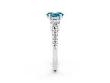 White gold Three-Stone Oval Cut Blue Topaz Pavé Band with Four-Prong Setting_2