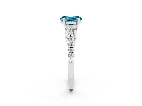 White gold Three-Stone Oval Cut Blue Topaz Pavé Band with Four-Prong Setting_2