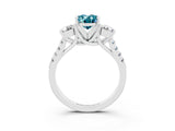 White gold Three-Stone Oval Cut Blue Topaz Pavé Band with Four-Prong Setting_3