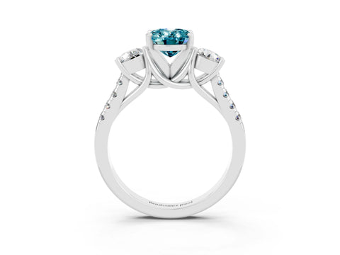 White gold Three-Stone Oval Cut Blue Topaz Pavé Band with Four-Prong Setting_3
