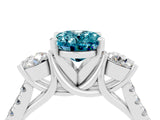 White gold Three-Stone Oval Cut Blue Topaz Pavé Band with Four-Prong Setting_4