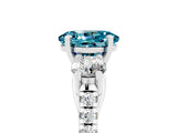 White gold Three-Stone Oval Cut Blue Topaz Pavé Band with Four-Prong Setting_5
