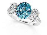 White gold Three-Stone Oval Cut Blue Topaz Ring with Pavé Band and Prong Setting_13