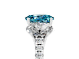 White gold Three-Stone Oval Cut Blue Topaz Ring with Pavé Band and Prong Setting_17