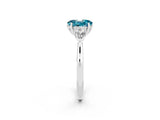White gold Three-Stone Oval Cut Blue Topaz Ring with Pear  Side Stones in Four-Prong Setting_14