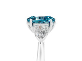 White gold Three-Stone Oval Cut Blue Topaz Ring with Pear  Side Stones in Four-Prong Setting_17