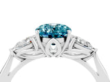White gold Three-Stone Oval Cut Blue Topaz Ring with Pear  Side Stones in Four-Prong Setting_52
